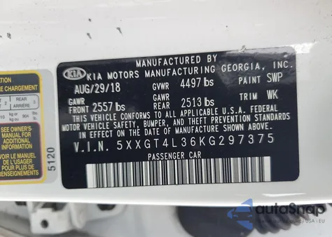 2019 Kia Optima Lx from USA, damaged, VIN 5XXGT4L36KG297375